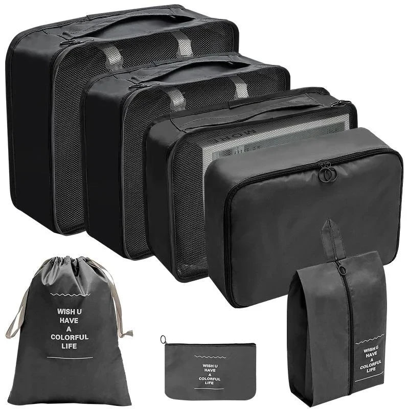 Kit Organizador de Viagem com 7 a 10 Peças – Bolsas Dobráveis para Roupas, Sapatos e Acessórios