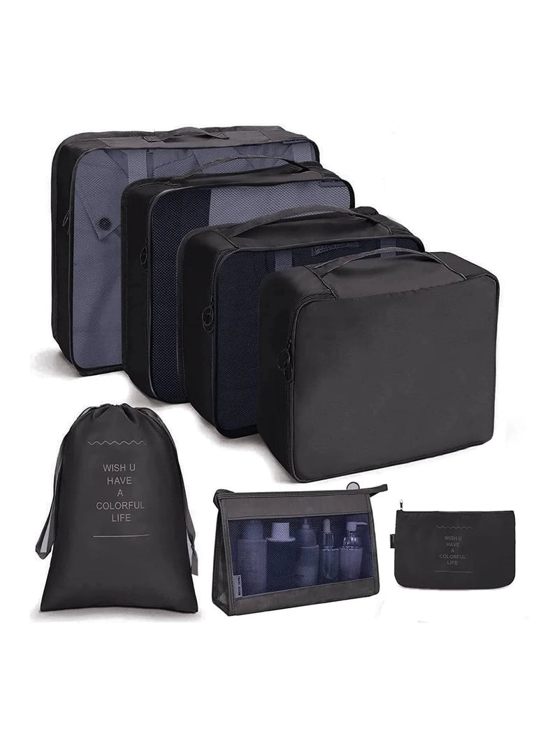 Kit Organizador de Viagem com 7 a 10 Peças – Bolsas Dobráveis para Roupas, Sapatos e Acessórios